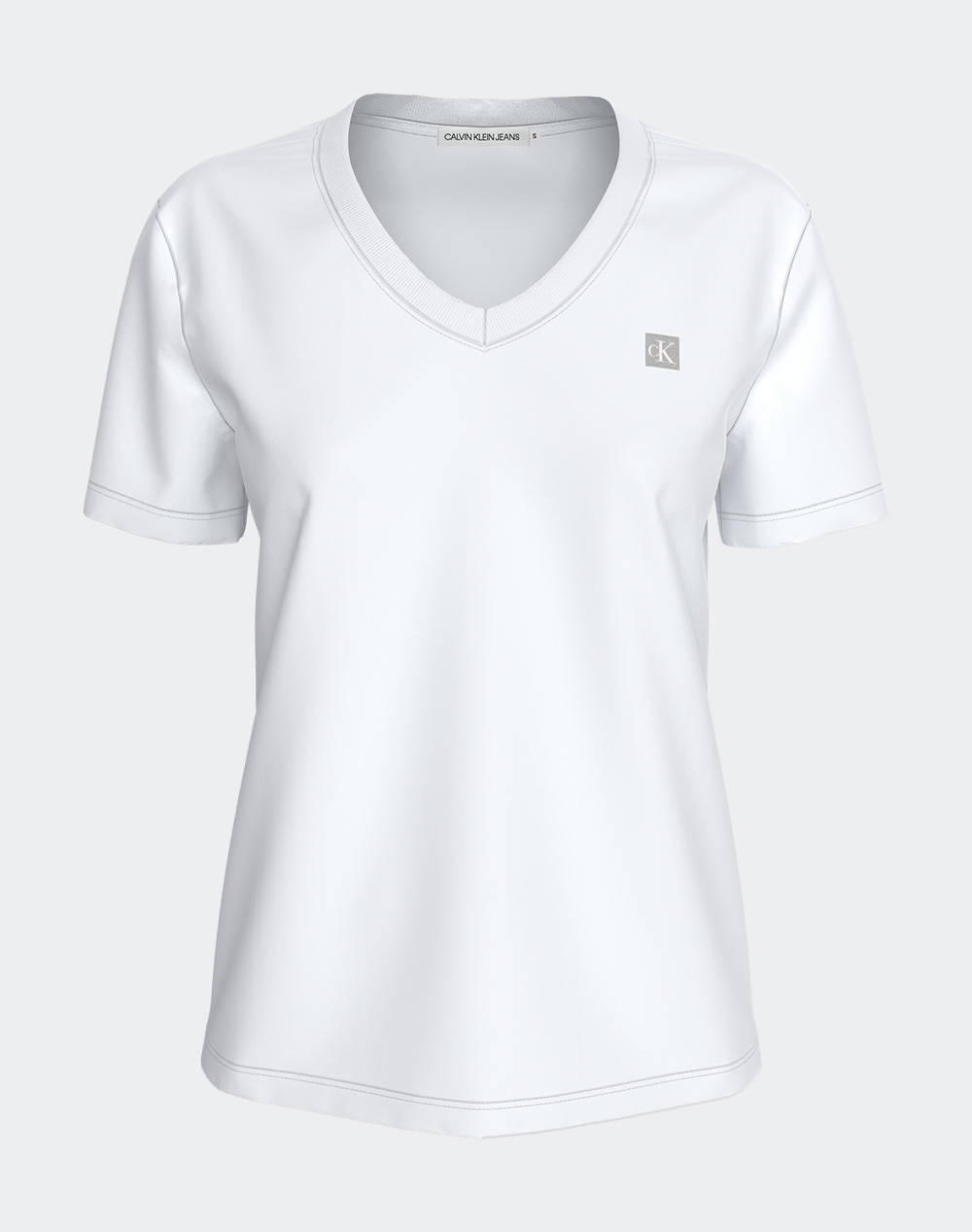 CALVIN KLEIN BLOUSE CK EMBRO BADGE V-NECK TEE