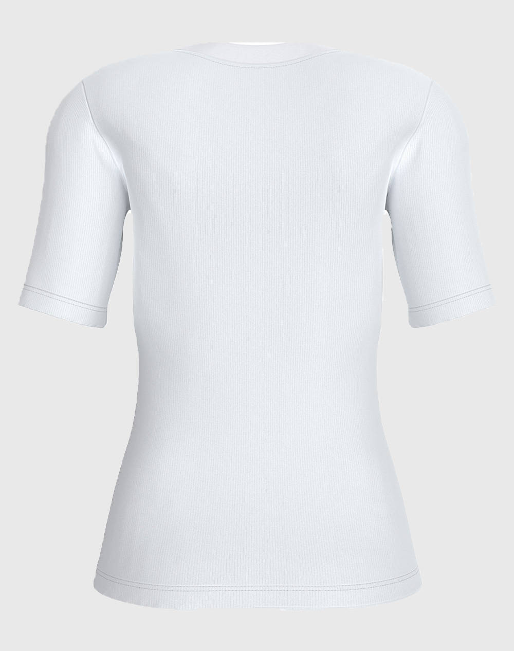 CALVIN KLEIN BLOUSE WOVEN LABEL RIB V-NECK TEE