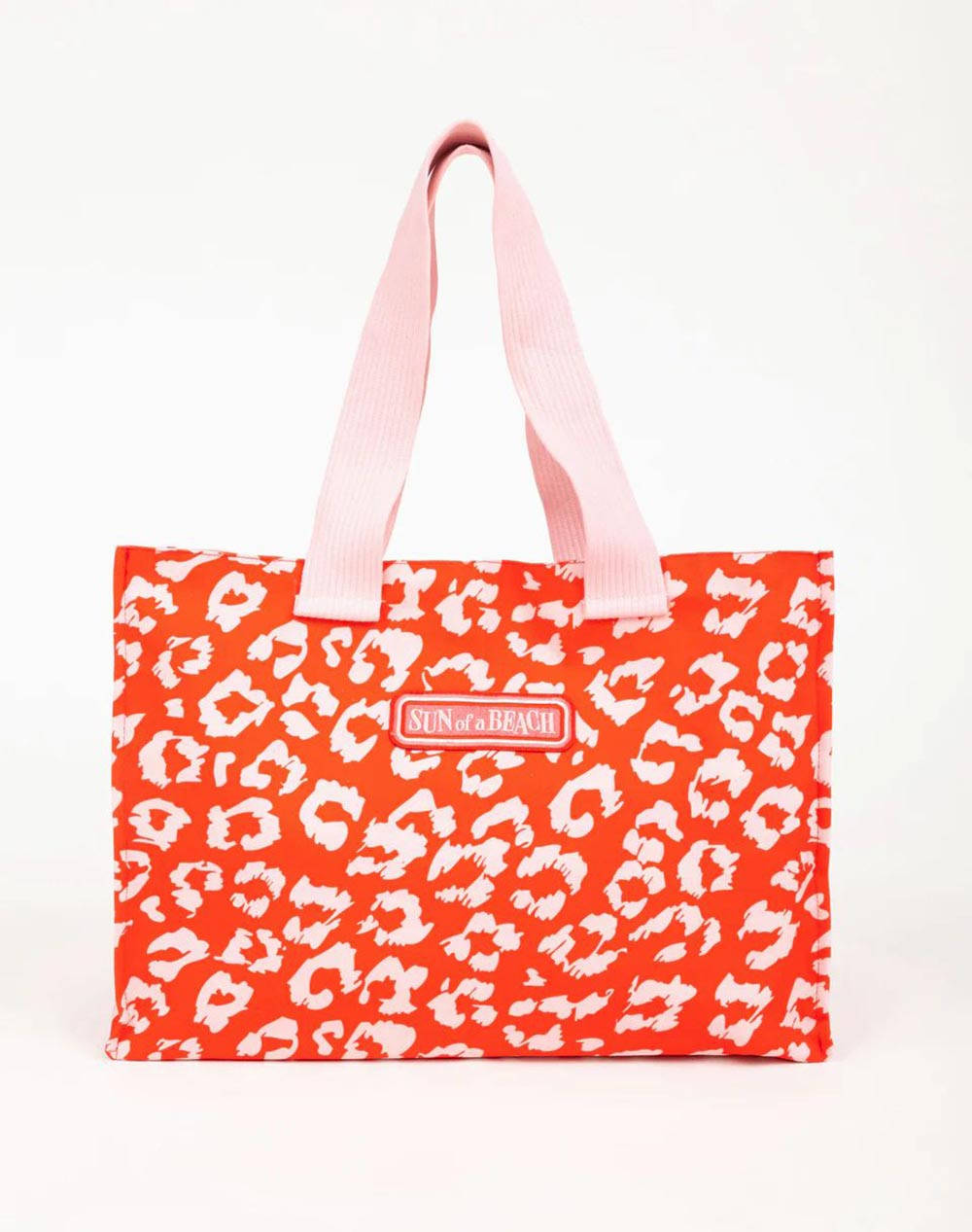 SUN OF A BEACH Red Leopard | Tote Beach Bag (Размери: 53 x 36 x 11 см)