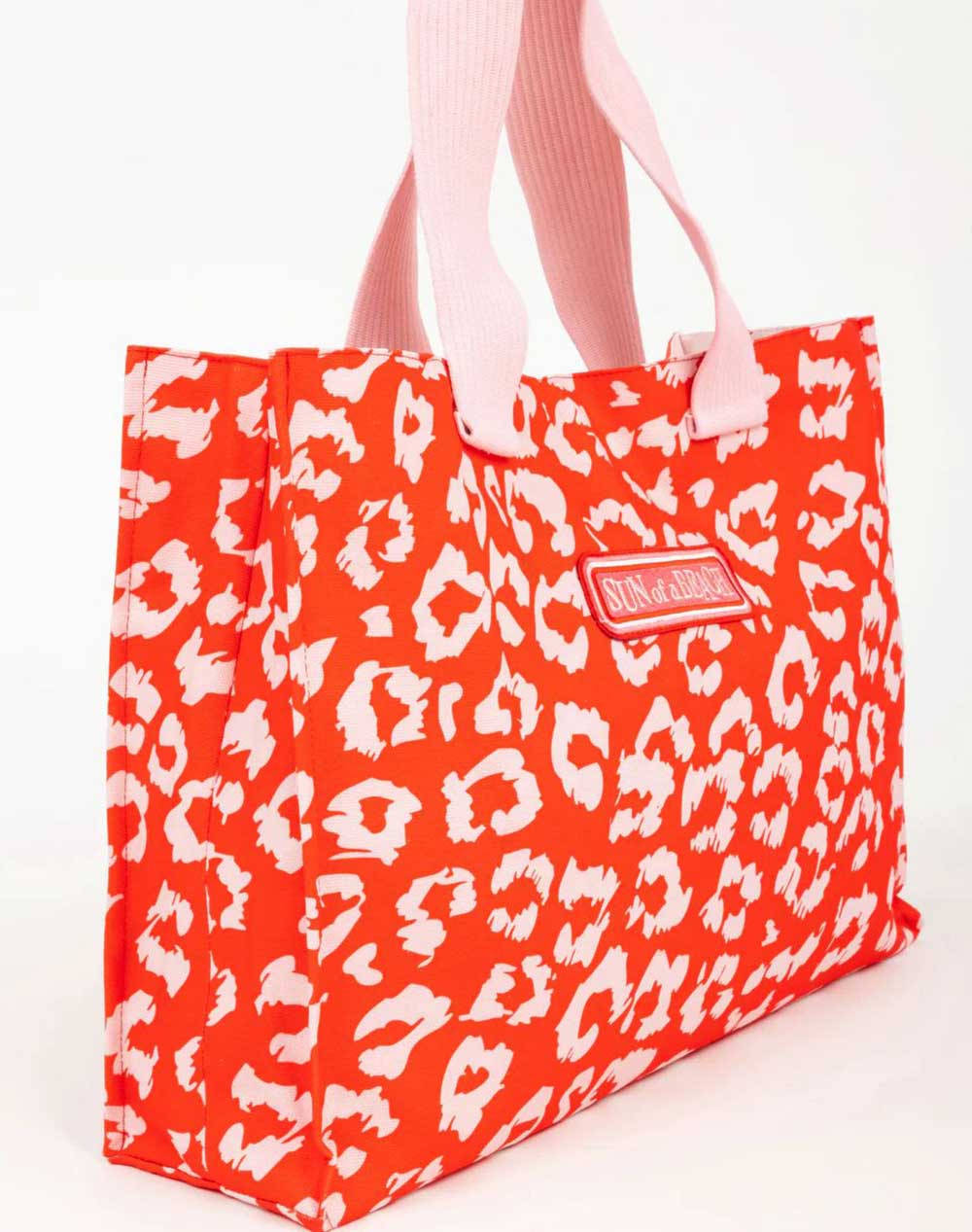 SUN OF A BEACH Red Leopard | Tote Beach Bag (Размери: 53 x 36 x 11 см)