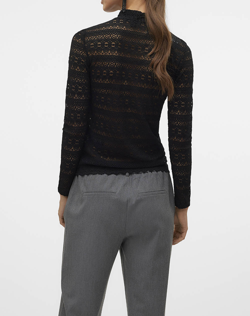 VERO MODA VMZOE LS LACE HIGH NECK TOP JRS NOOS