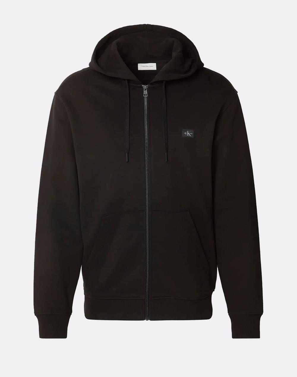 CALVIN KLEIN JEANS WOVEN LABEL ZIP THROUGH HOODIE