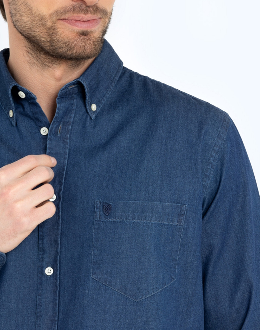 THE BOSTONIANS РИЗА DENIM REGULAR FIT Plain DENIM Button-down Regular Fit