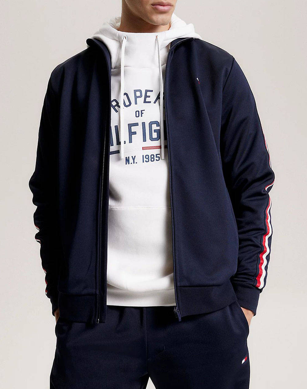 TOMMY HILFIGER TRIM TAPE ZIP THROUGH