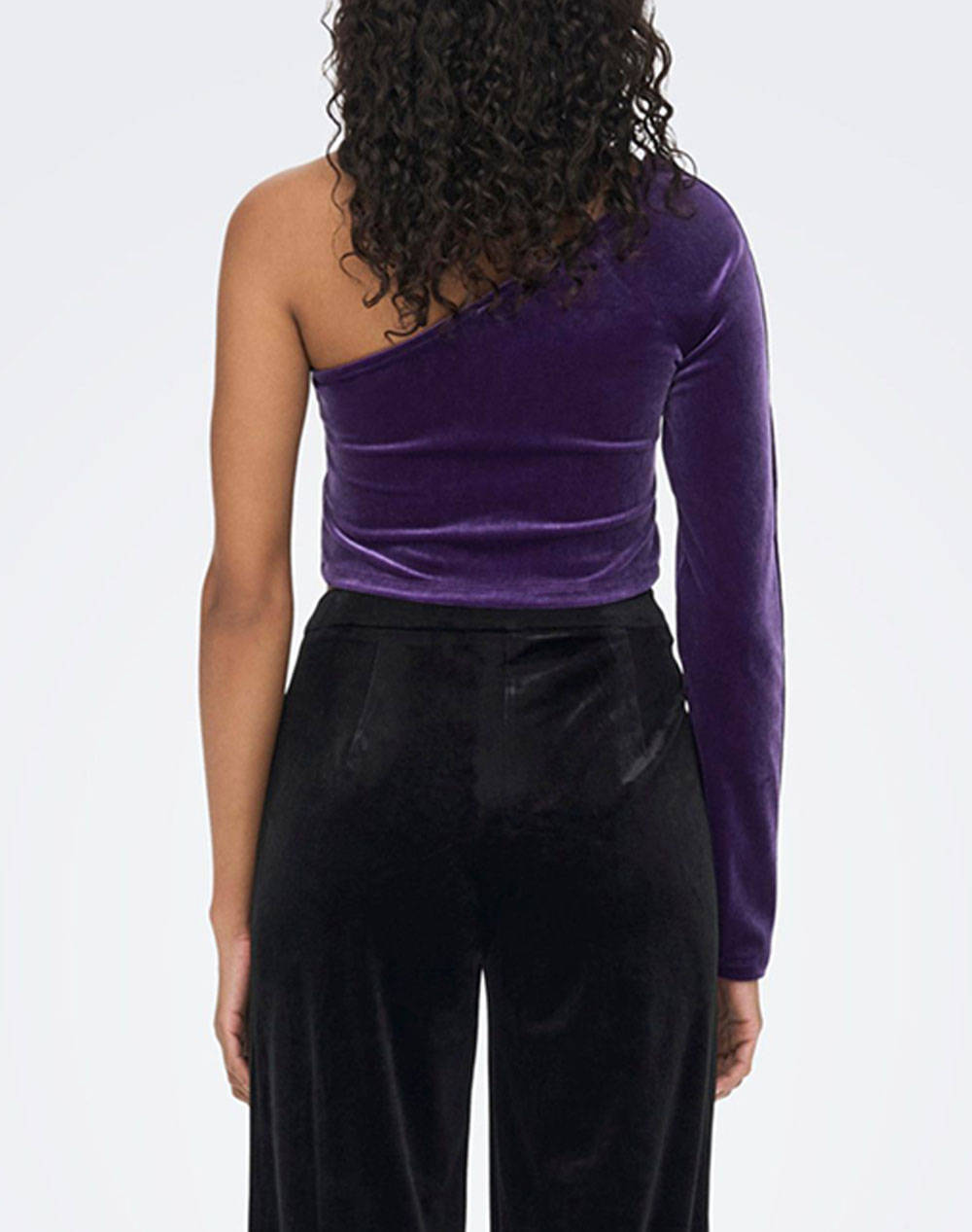 ONLY ONLSMOOTH ONE SHOULDER VELVET TOP JRS