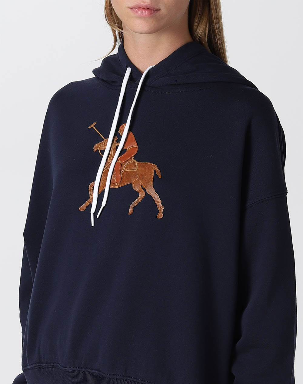 RALPH LAUREN LTHR PLY HD-LONG SLEEVE-SWEATSHIRT