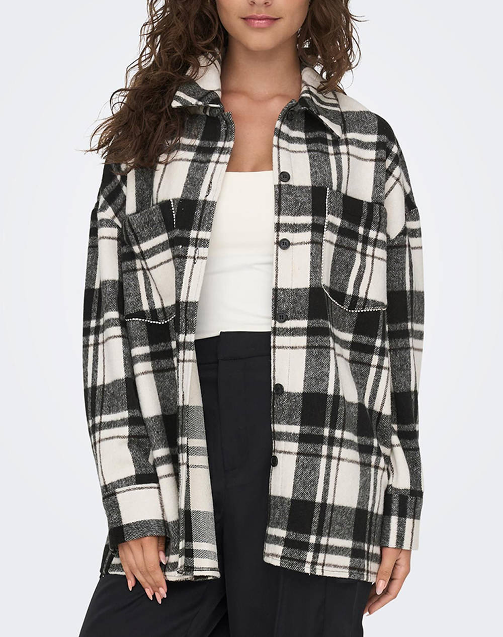 ONLY ONLKINSLEY CHECK SHIRT JACKET WVN