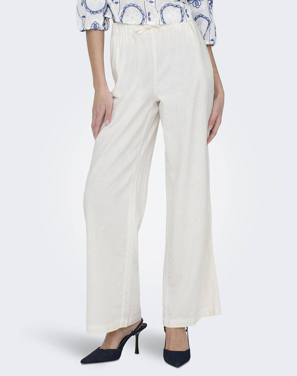 ONLY ONLCARO MW LINEN BL PULL-UP PANT CC PNT