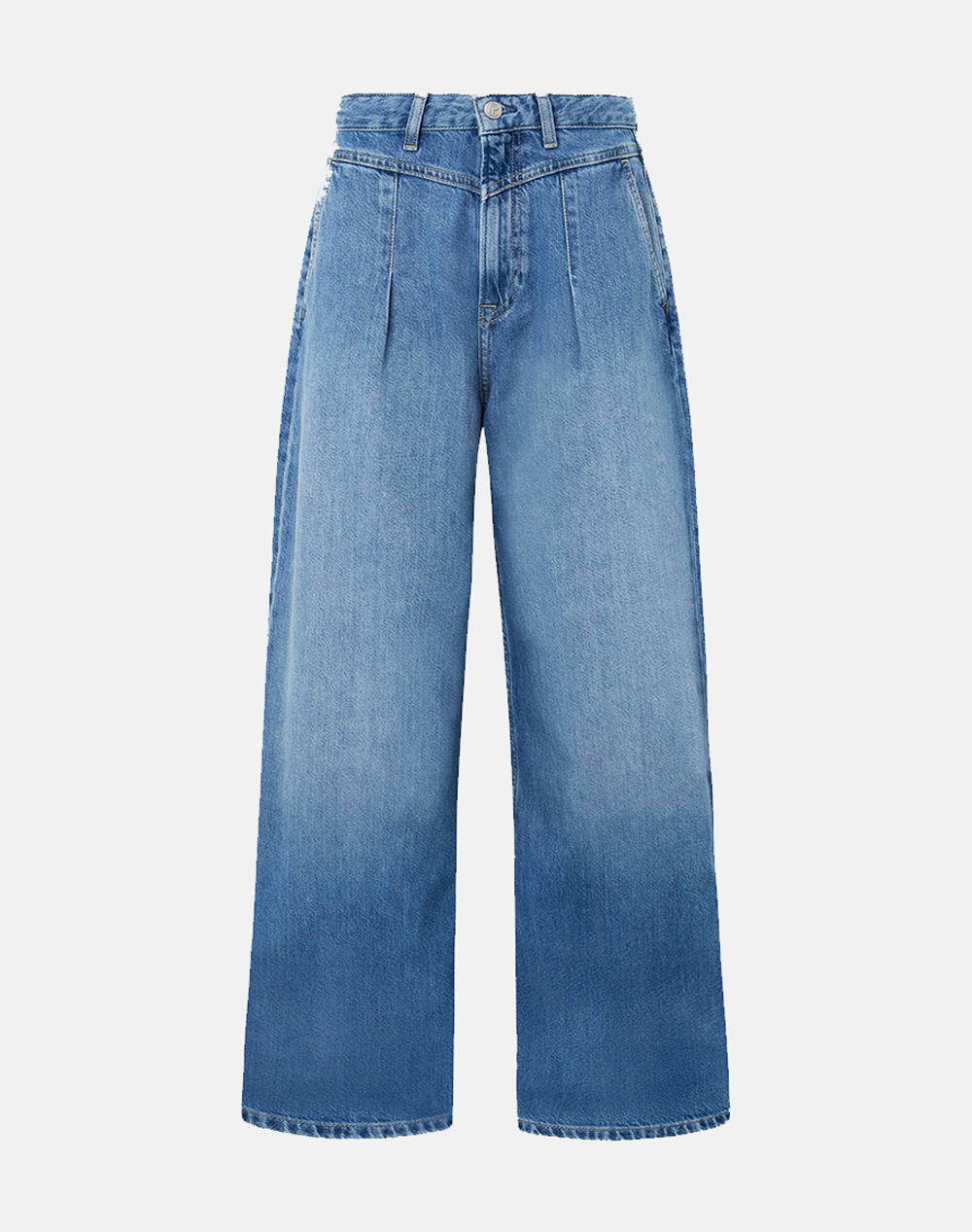 PEPE JEANS E2 DROP 3 WIDE LEG JEANS UHW PLEAT 34 WOMENS TROUSERS