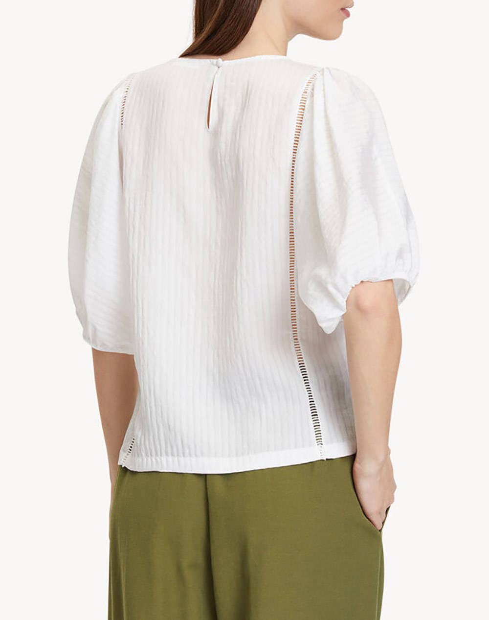 TAMARIS CIRELLA Puffsleeve blouse with handcraft detail