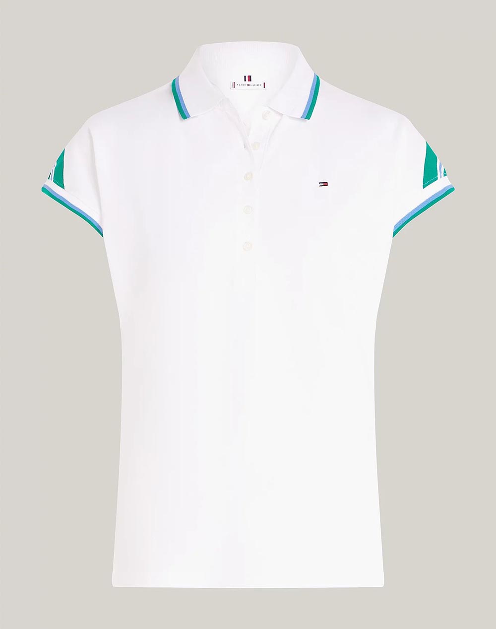 TOMMY HILFIGER REG STRIPE SLV POLO CAP SLEEVE