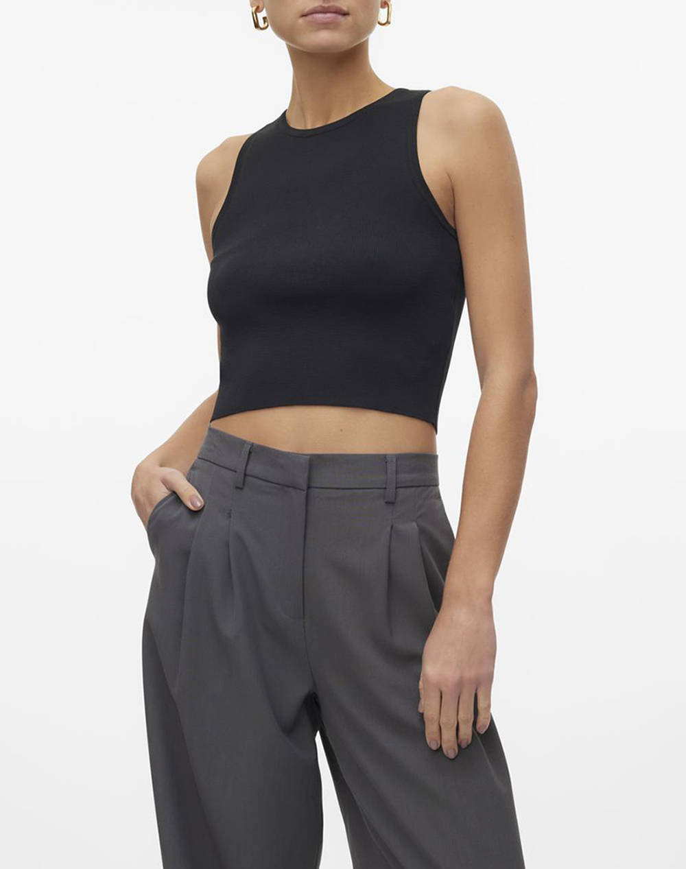 VERO MODA VMGINNY SL O-NECK CROP TOP NOOS