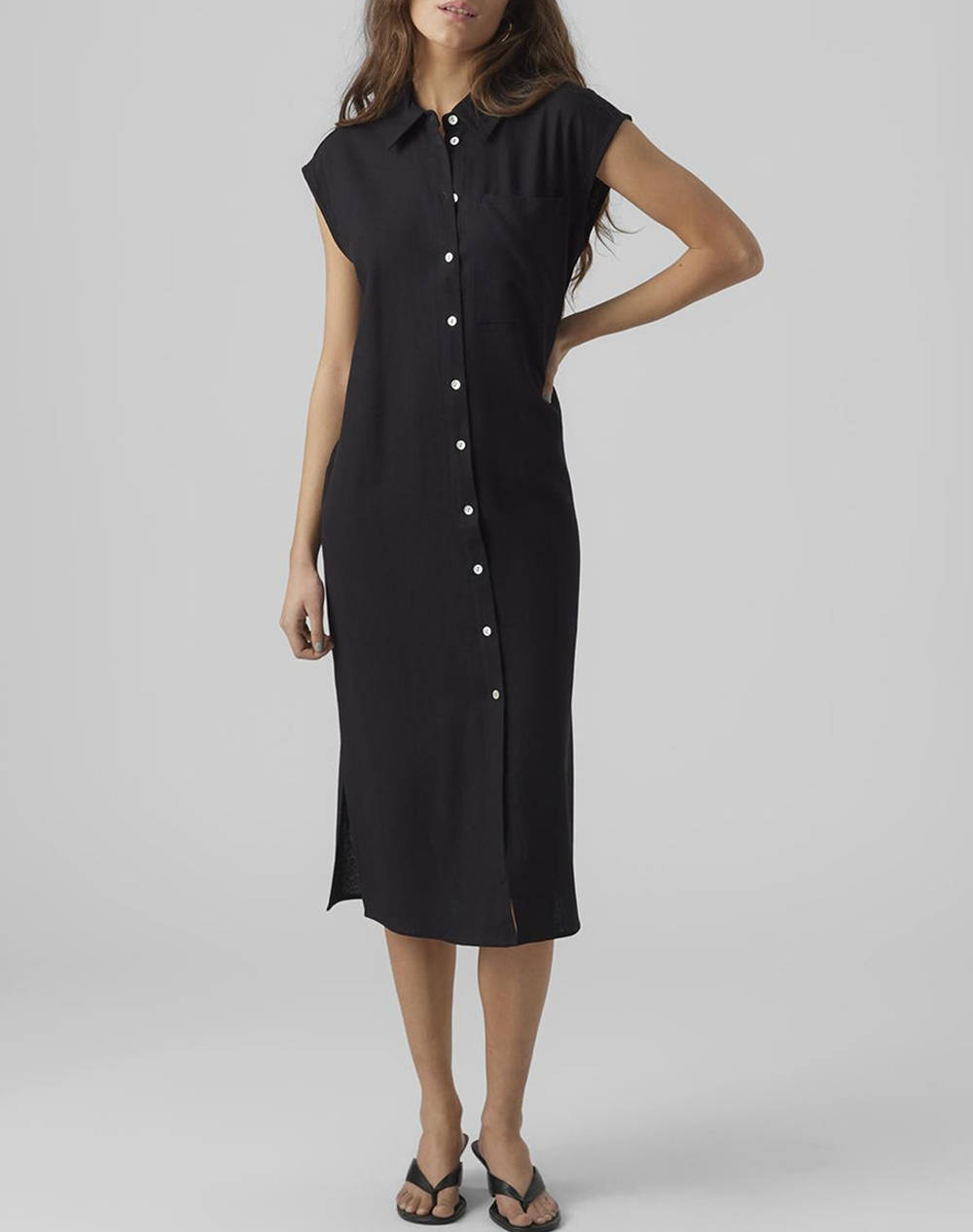 VERO MODA VMMYMILO SL CALF SHIRT DRESS WVN GA