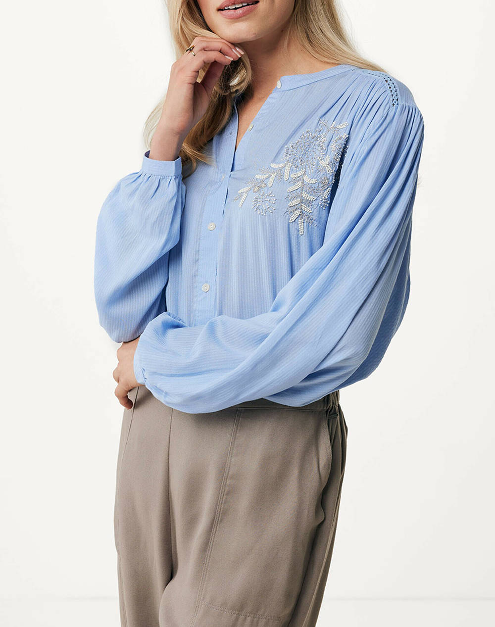 MEXX Blouse with chest embroidery