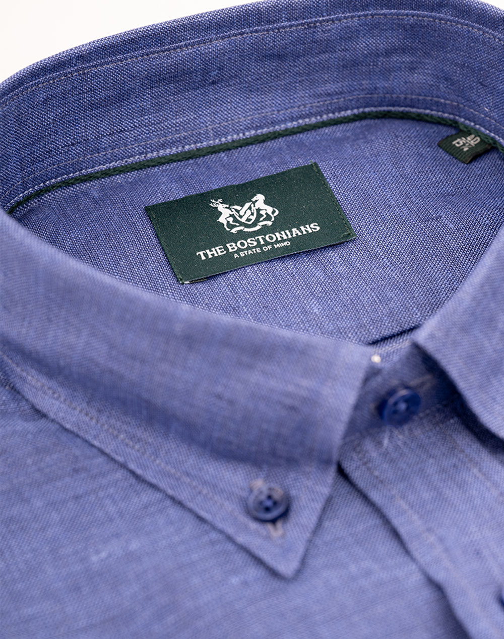 THE BOSTONIANS РИЗА ЛЕН REGULAR FIT Plain LINEN Button-down Regular Fit