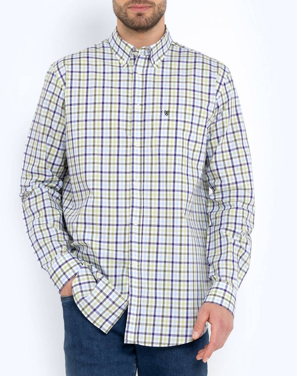 THE BOSTONIANS РИЗА MAVERICK REGULAR FIT MedCheck SLUB Button-down Regular Fit