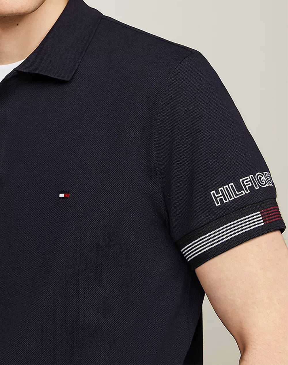 TOMMY HILFIGER FLAG CUFF SLIM POLO