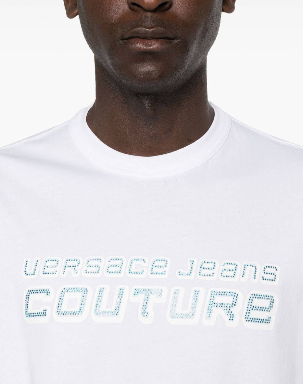 VERSACE JEANS 76GAHC03CJ01C 76UP601 R LOGO STRASS MENS T-SHIRT