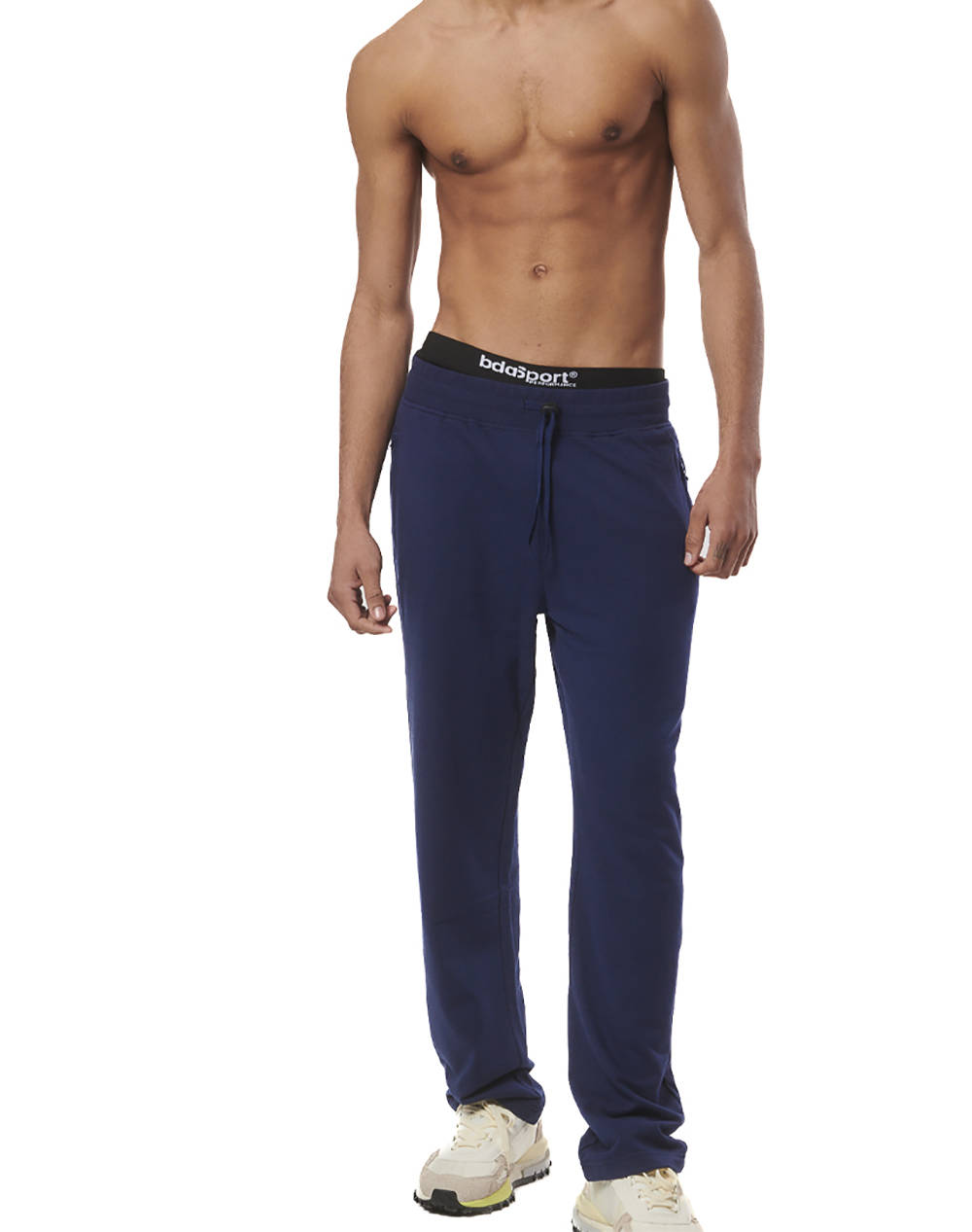 BODY ACTION MENS ESSENTIAL STRAIGHT SWEATPANTS W/ZIPPERS