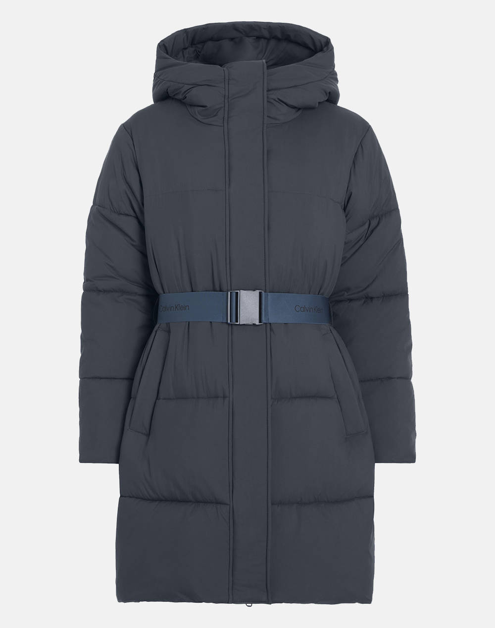 CALVIN KLEIN LOGO BELT LONG PUFFER