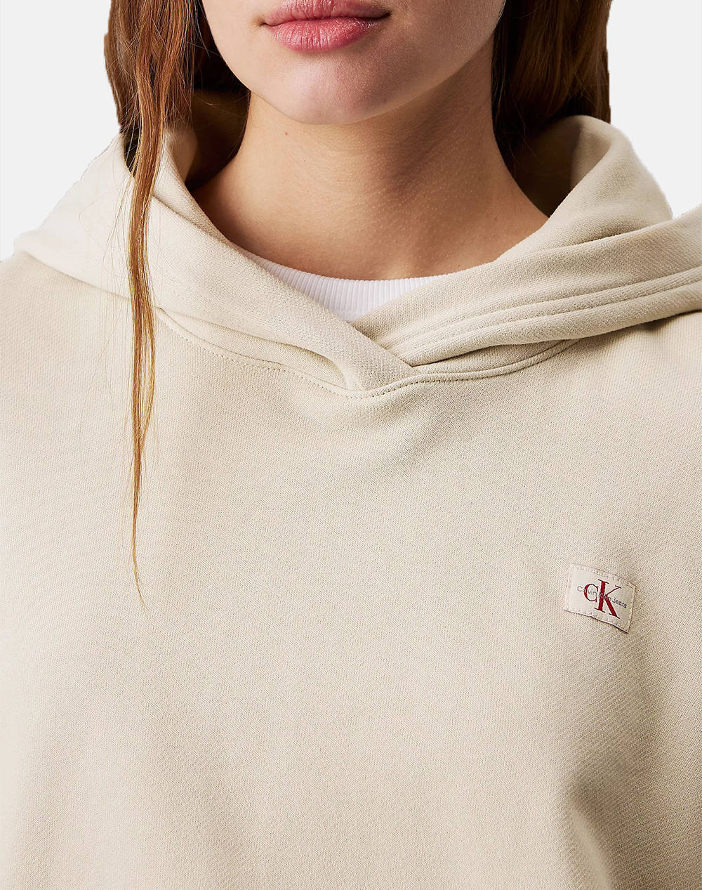 CALVIN KLEIN WOVEN LABEL PEACHED HOODIE