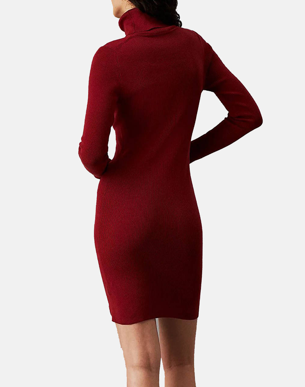 CALVIN KLEIN WOVEN LABEL TIGHT SWEATER DRESS