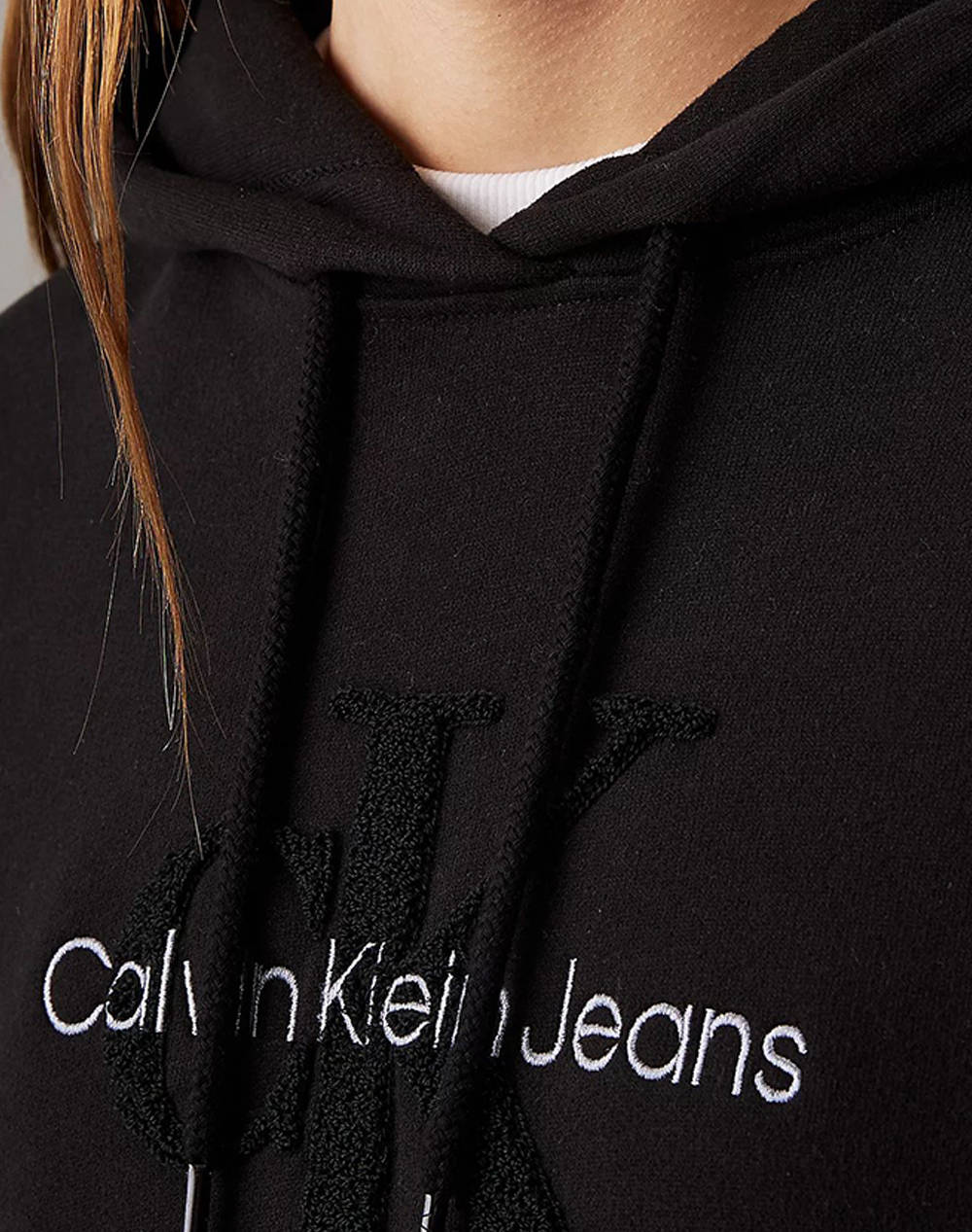 CALVIN KLEIN CHENILLE MONOLOGO HOODIE DRESS