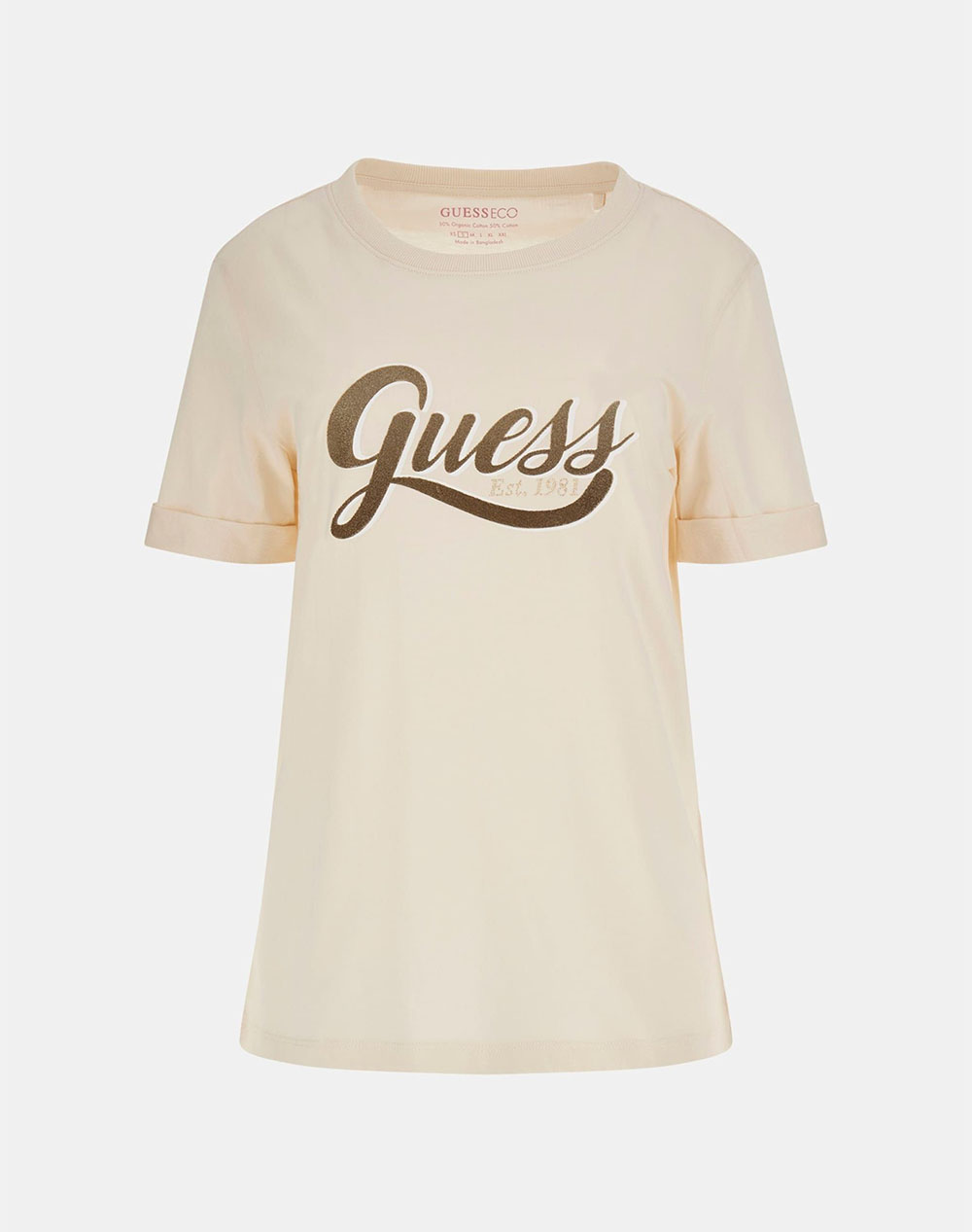 GUESS SS CN GLITTERY LOGO TEE WOMENS T-SHIRT