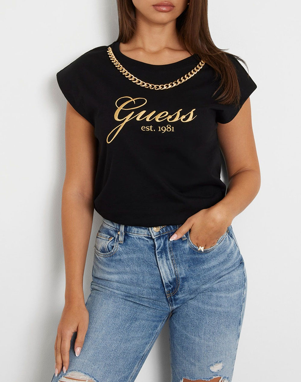 GUESS SS CN CRYSTAL LOGO TEE ДАМСКА ТЕНИСКА