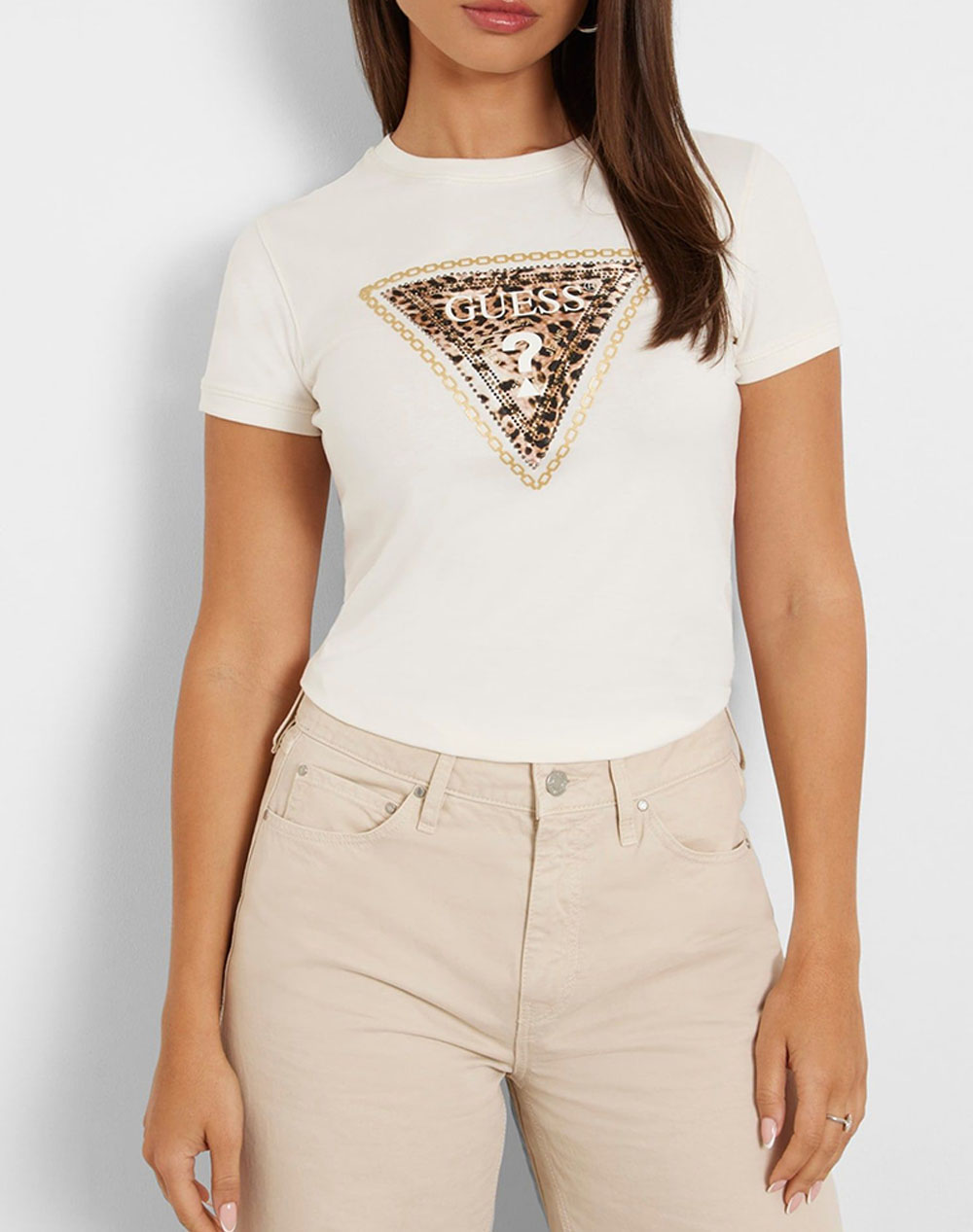 GUESS SS CN TRIANGLE LEO TEE WOMENS T-SHIRT