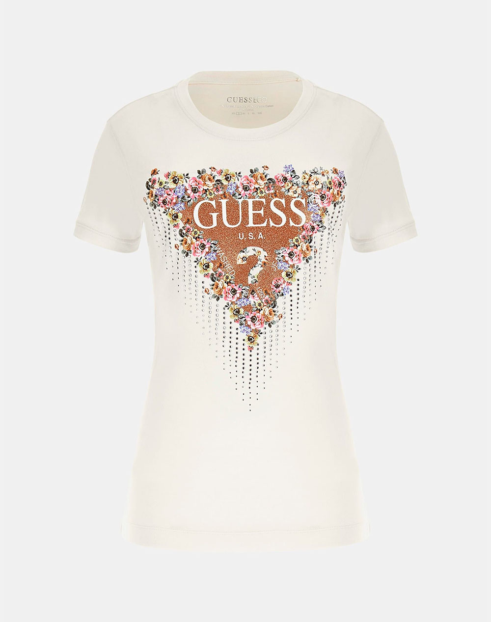 GUESS SS CN BOUQUET TRIANGLE TEE WOMENS T-SHIRT