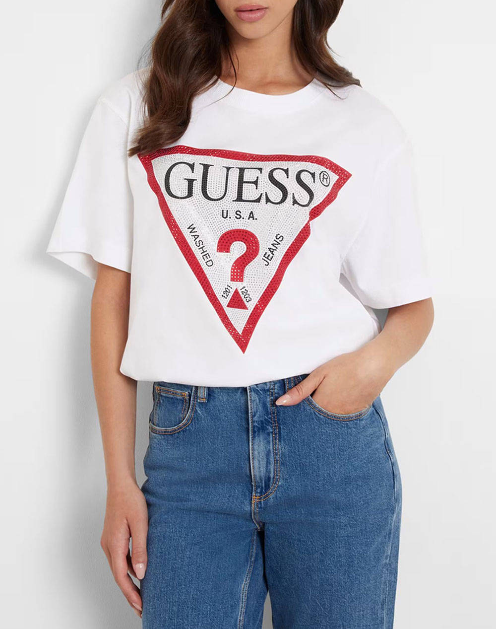 GUESS SS CN SHINY TRIANGLE TEE WOMENS T-SHIRT