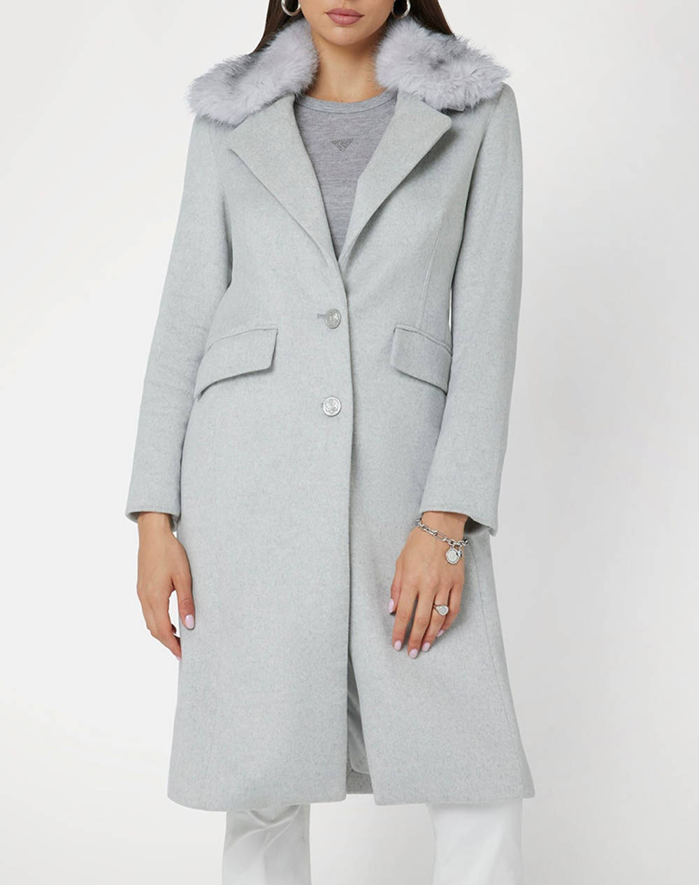 GUESS NANCY FIT COAT FAUX ДАМСКО ПАЛТО