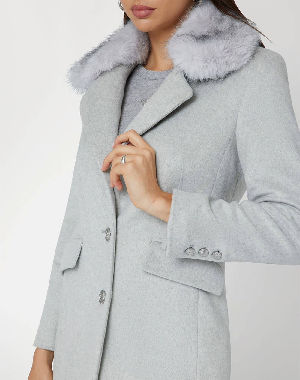 GUESS NANCY FIT COAT FAUX ДАМСКО ПАЛТО