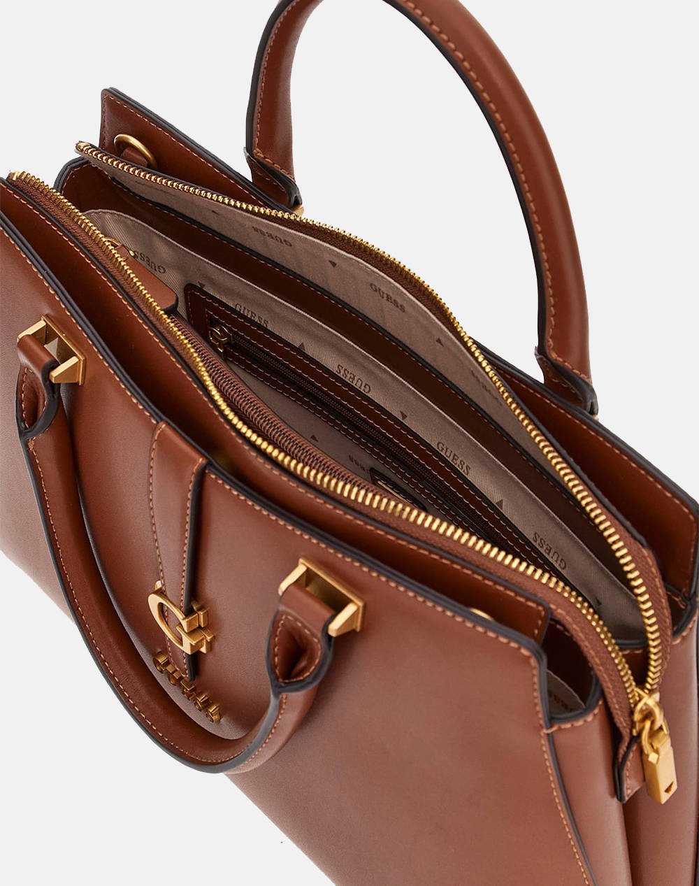 GUESS KUBA TRI COMPARTMENT SATCHEL ДАМСКА ЧАНТА (Размери: 34 x 10 x 21 см.)