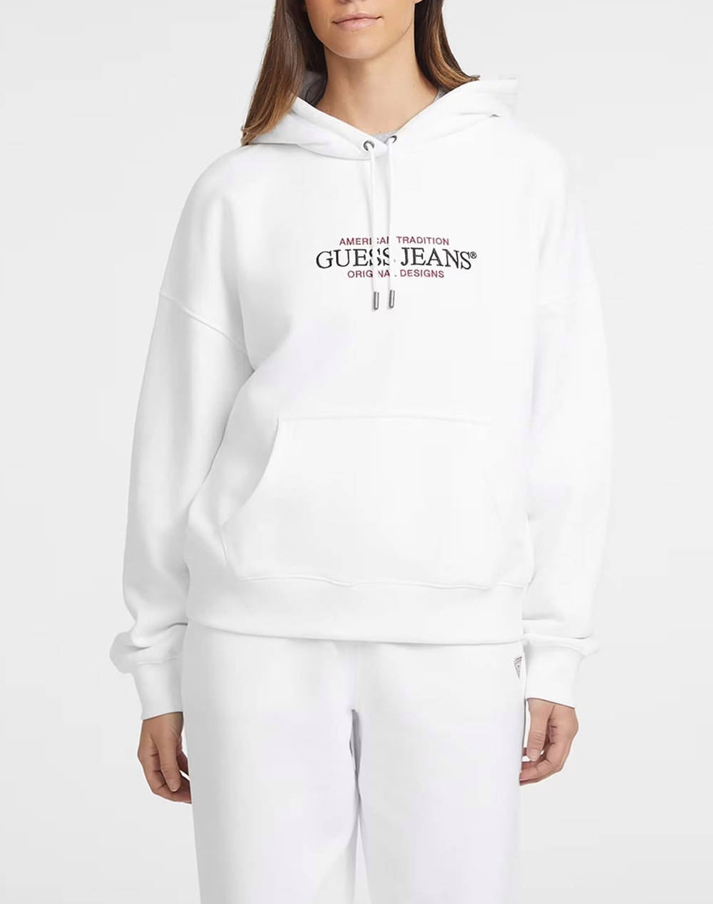 GUESS JEANS GJ HOOD OS AMERICAN - ORGANIC CO/PL SOFT FLEECE 350 SWEATSHIRTS W