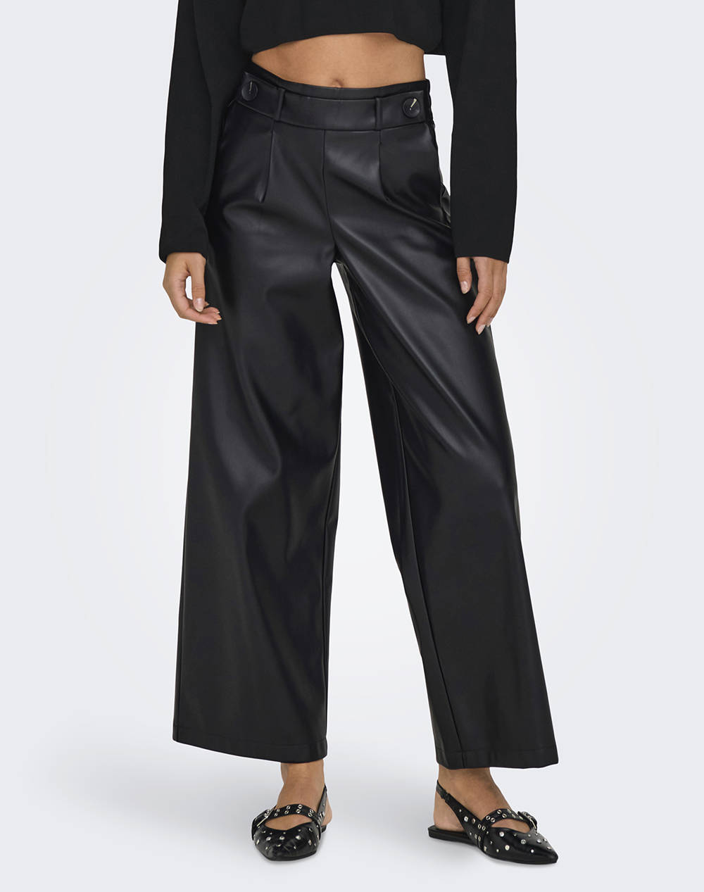 ONLY ONLBINA FAUX LEATHER WIDE PANT BF OTW