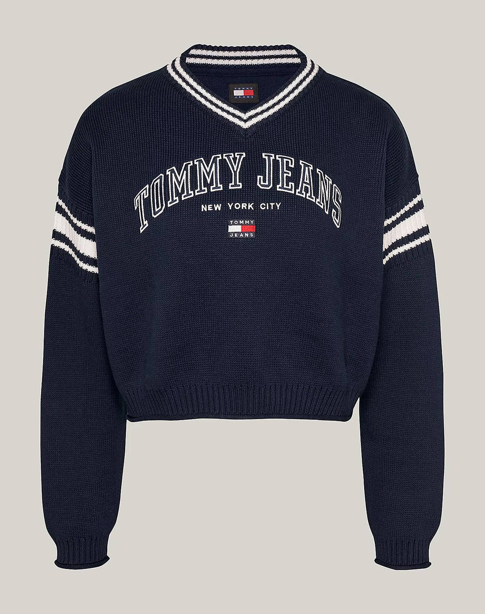 TOMMY JEANS TJW CRP VARSITY V-NECK SWEATER