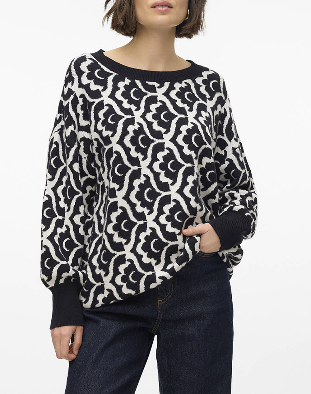 VERO MODA VMNANCY LS O-NECK LONG PULLOVER BOO