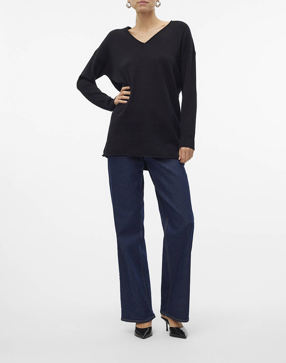 VERO MODA VMGOLD ROLL LS LONG V-NECK PULLOVER GA