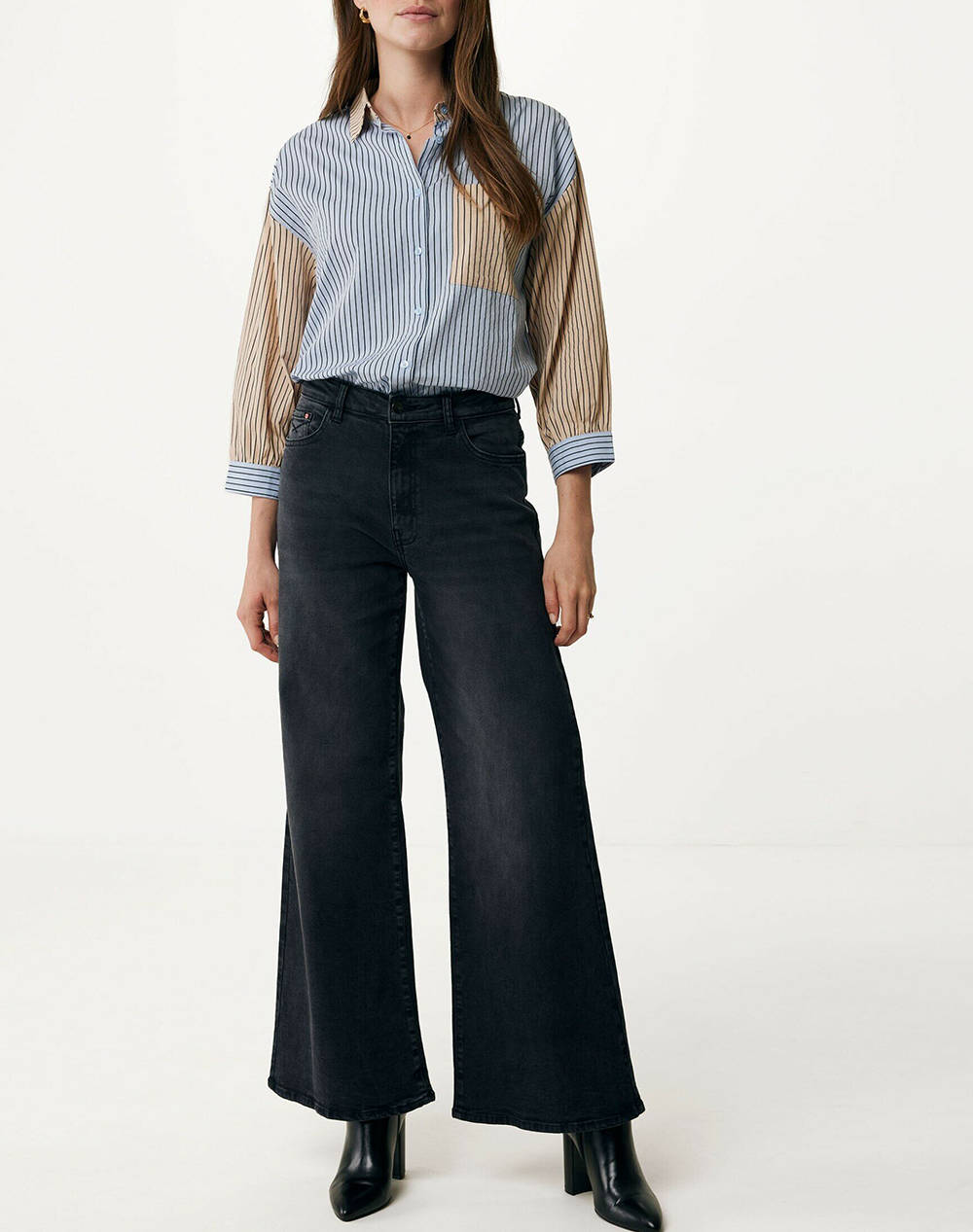 MEXX Pinstripe color block blouse