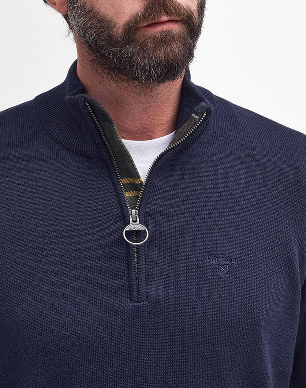 BARBOUR PIMA COTTON HALF ZIP KNITTED JUMPER