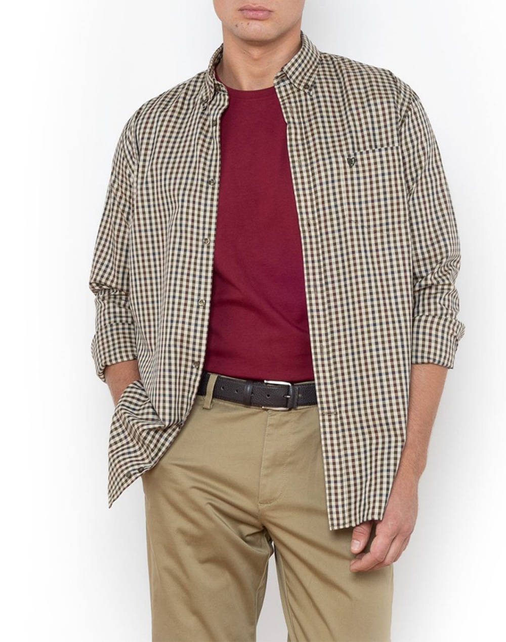 THE BOSTONIANS РИЗА MAVERICK TWILL REGULAR FIT MedCheck TWILL Button-down Regular FIT