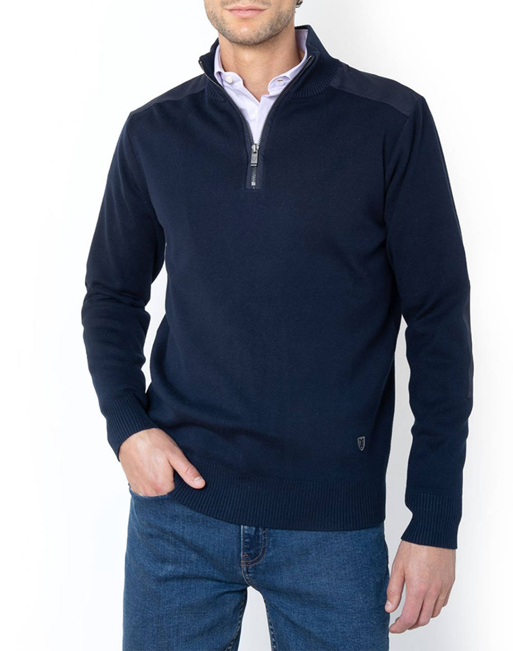 THE BOSTONIANS ПУЛОВЕР ПАМУК HALF-ZIP REGULAR FIT