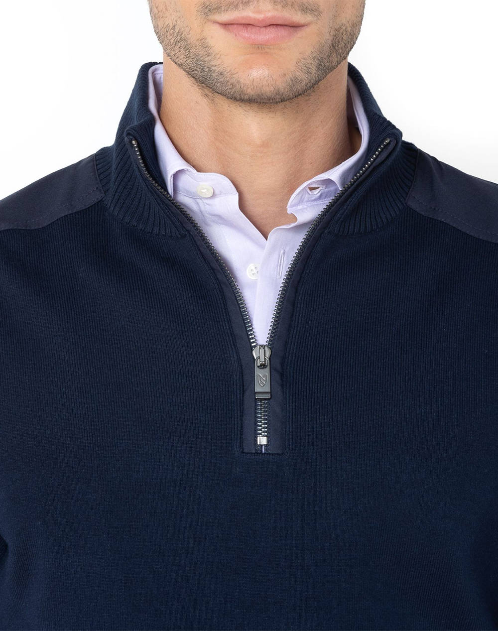 THE BOSTONIANS ПУЛОВЕР ПАМУК HALF-ZIP REGULAR FIT