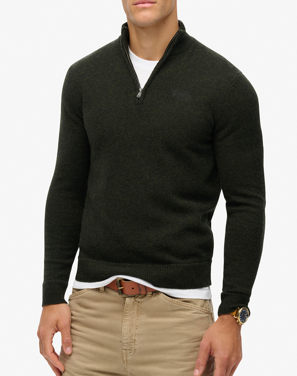 SUPERDRY D2 OVIN ESSENTIAL EMB KNIT HALF ZIP MENS KNIT