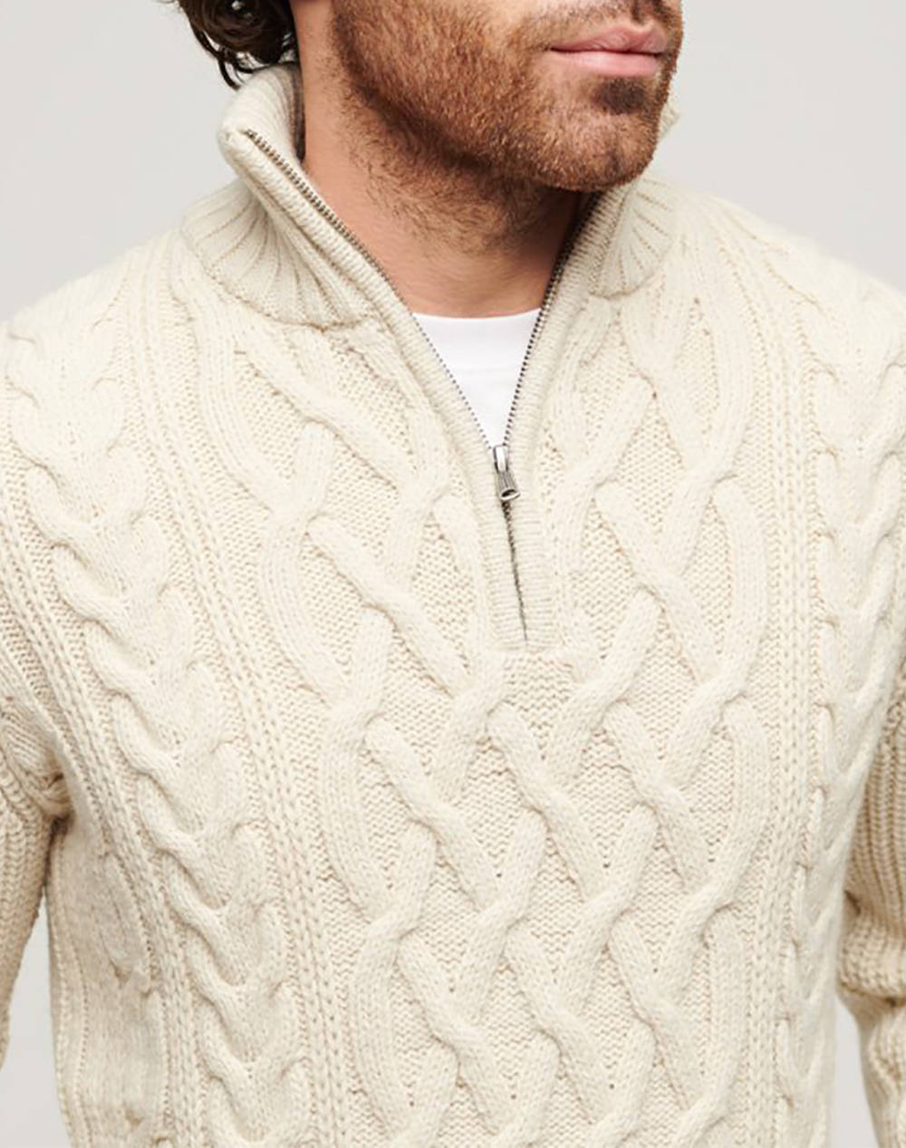 SUPERDRY D1 OVIN JACOB CABLE KNIT HALF ZIP MENS KNIT