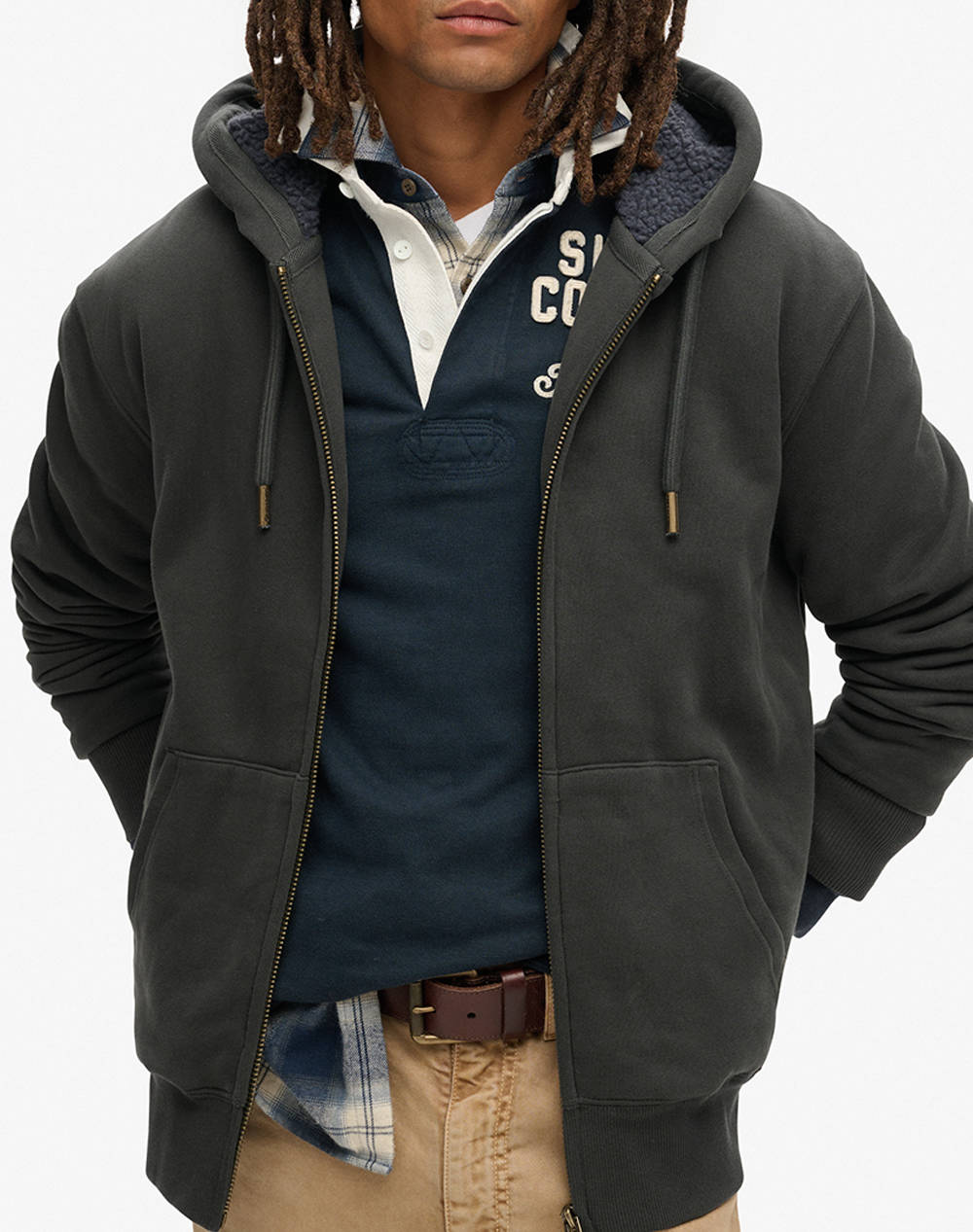 SUPERDRY D2 OVIN BORG LINED ZIPHOOD MENS SWEATSHIRTS