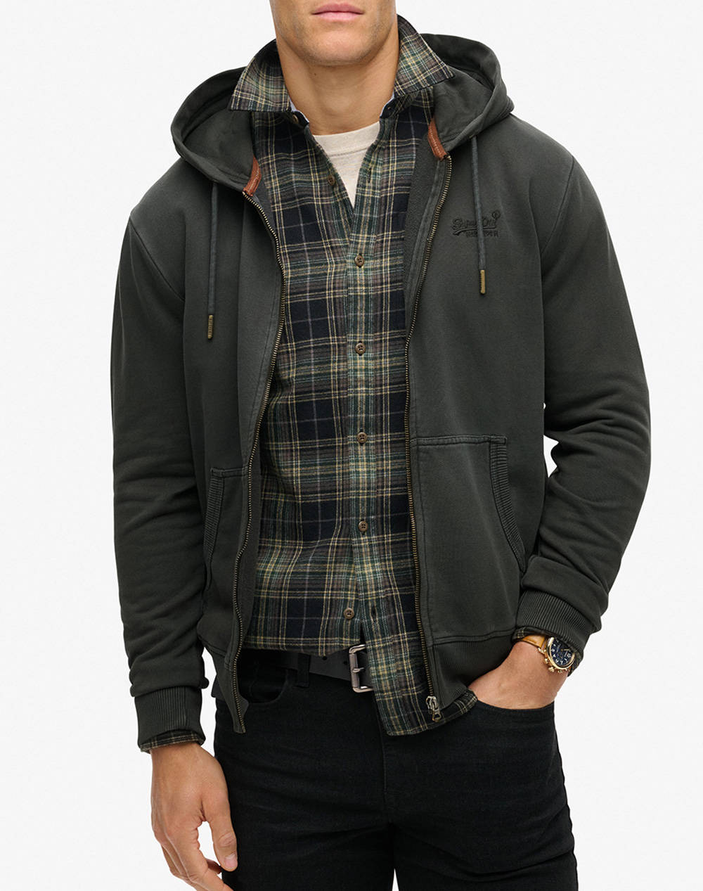 SUPERDRY D2 OVIN ESSENTIAL LOGO WASHED ZIPHOOD МЪЖКИ СУИТШЪР