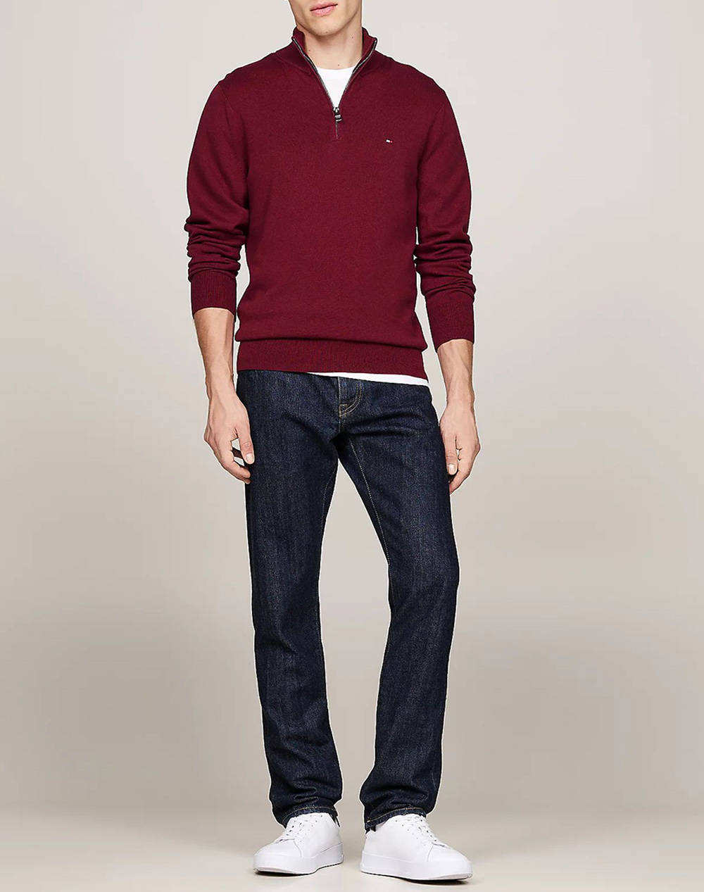 TOMMY HILFIGER PIMA ORG CTN CASHMERE ZIP MOCK